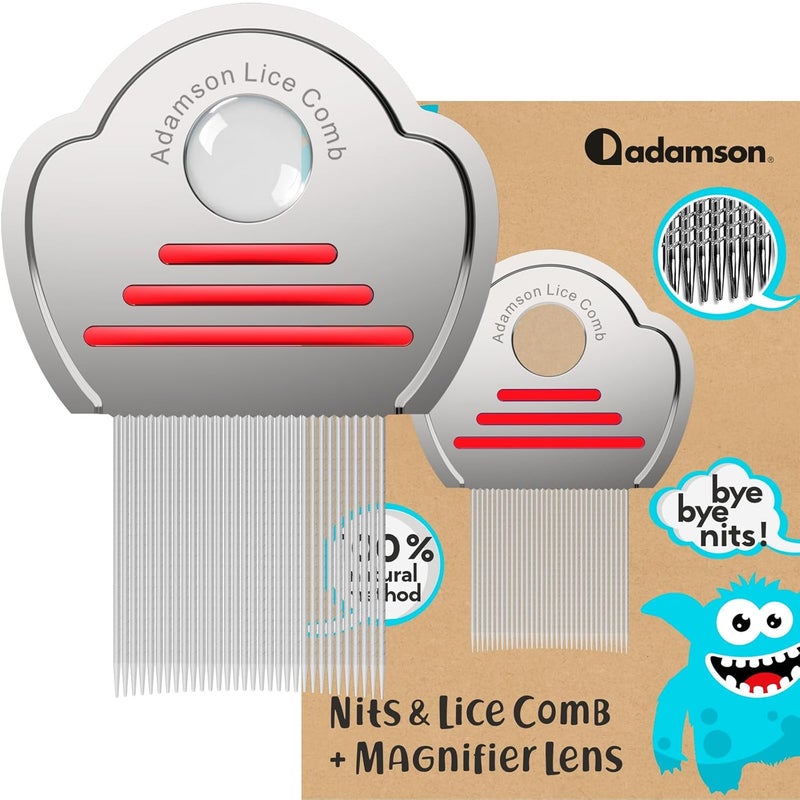 Adamson Lice Comb - Stainless Steel Lice Comb for Kids - Effective Nit Comb - Lice Combs for Thick Hair - Durable and Easy to Clean - Peine para Piojos y Liendres para Niñas - Image 1